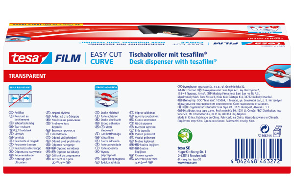 TESA Tischabroller Curve 10mx19mm 53917-000 schwarz inkl. 1 Rolle Tesafilm