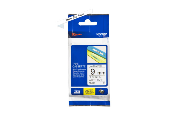 PTOUCH Band, laminiert schwarz/weiss TZe-221 PT-1280VP 9 mm