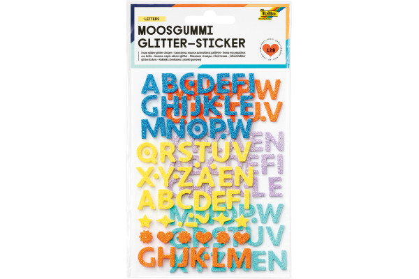 FOLIA Moosgummi Sticker 23776 Glitter Letters 128 Stück