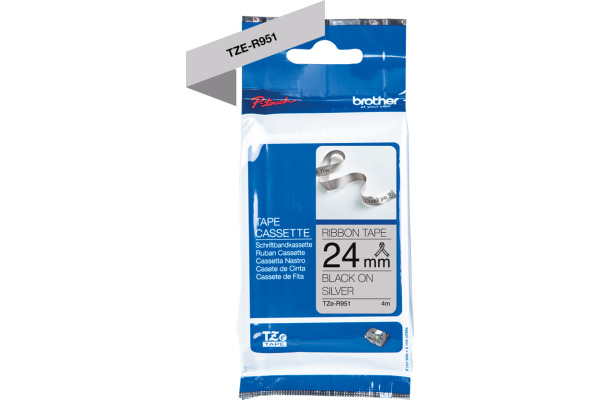 PTOUCH Band silber/schwarz TZE-R951 Tze Geräte 24mm