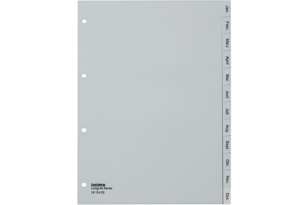 KOLMA Register LongLife A4 19.124.03 grau Jan-Dez DE
