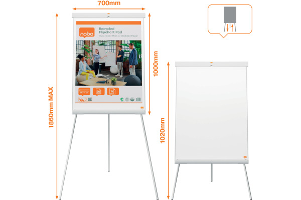 NOBO Flipchart PremiumPlus 70x100cm 1915701 grau, Dreibeinstativ
