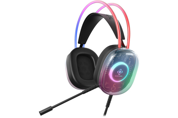 DELTACO GAMING Headset DH230 RGB GAM-186 Semi-transp.Headband,Earcups
