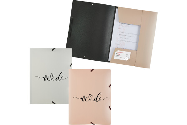 KOLMA Gummibandmappe Wedding A4 11.178.07 opak silber,we do