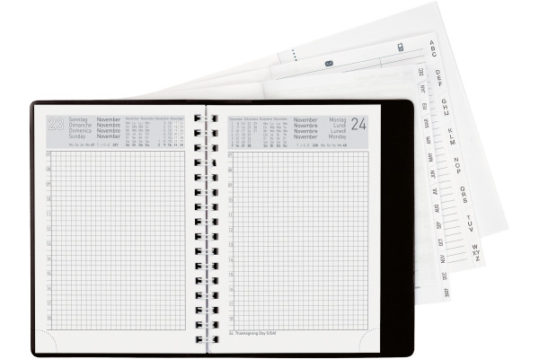 BIELLA Agenda Technikus 4 Wire-O 2026 834141020 1T/1S schwarz ML 10.1x14.2cm