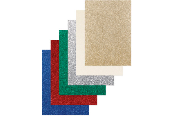 FOLIA Glitterkarton Cla. 17.4x24.5cm 86719 300g, assortiert 6 Blatt