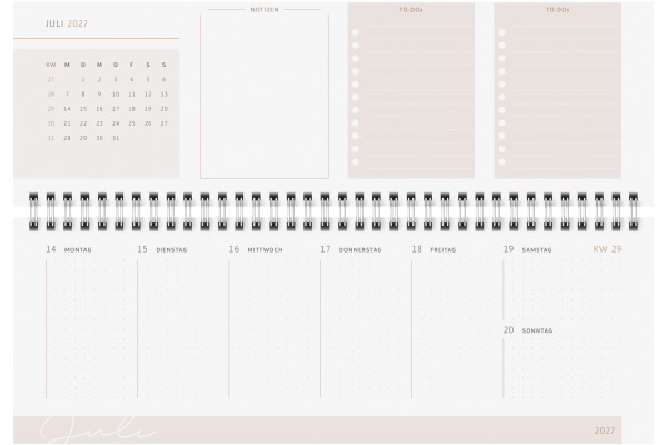 RIDOIDE Pultkalender Design Line 2027 703631103 1W/2S Greeny DE 29.7x10.5cm
