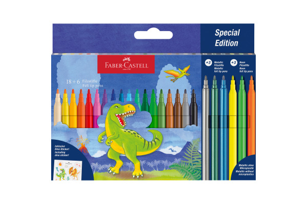 FABER-CA. Filzstifte Dino 554222 inkl. Sticker 24 Stück