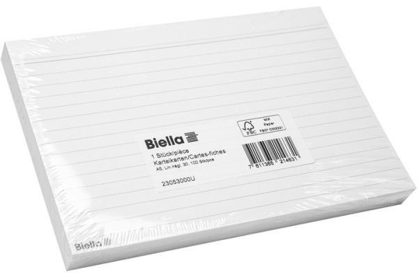 BIELLA Karteikarten liniert 30 A5 23053000U weiss 100 Stück