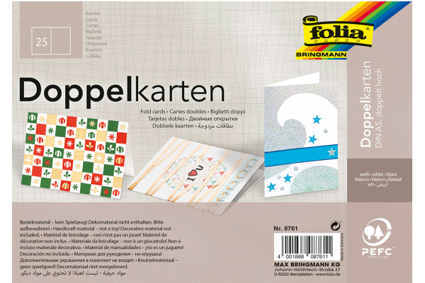 FOLIA Doppelkarten A5 8761 weiss 25 Stück