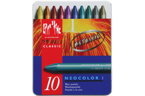CARAN D'A Wachsmalkreide Neocolor 1 7004.310 10 Farben Metallbox