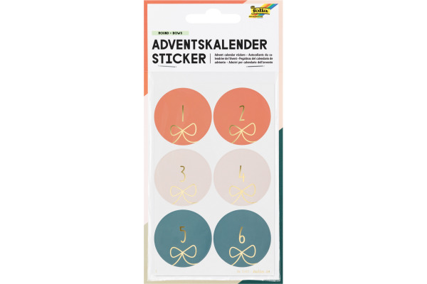 FOLIA Adventskalendersticker 9x14cm 15492 Round Bows 4 Blatt