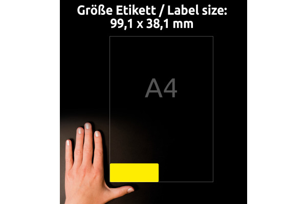 AVERY ZW. Etiketten 99,1x38,1mm L7263Y-25 gelb 350 Stück