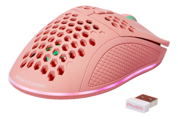 DELTACO Lightweight Gaming Mouse,RGB GAM120P Wireless, Pink, PM80