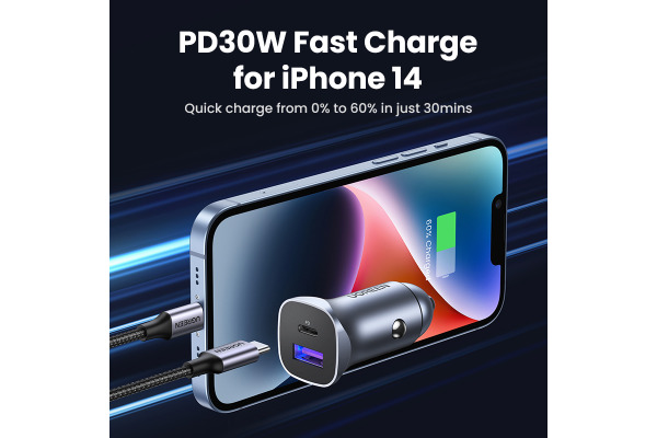 UGREEN Fast Car Charger 30W 40858 USB-C PD+USB-A QC