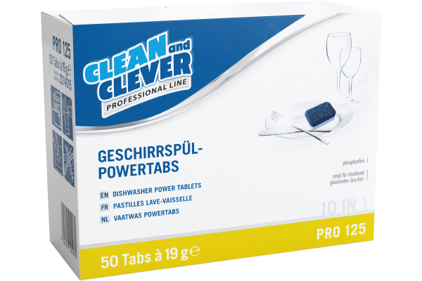 CLEAN AND Geschirr-Powertabs PRO125 39862 50 Tabs à 19g 10in1