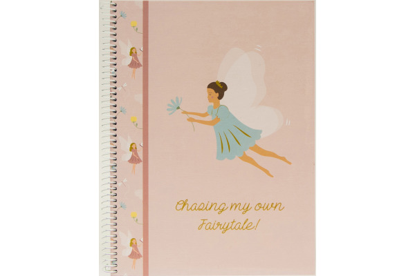 ANCOR Spiralbuch Hardcover A4 128734 Fairies Rose, liniert 80 Blatt
