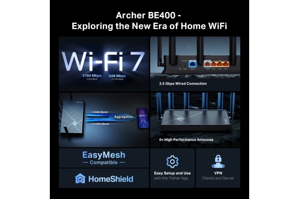 TP-LINK DualBand WiFi 7 Router ARC.BE400 BE6500
