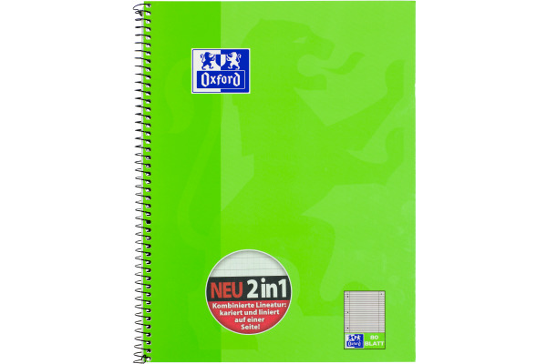 OXFORD Collegeblock A4+ 100050362 kariert/liniert, 90g 80 Blatt