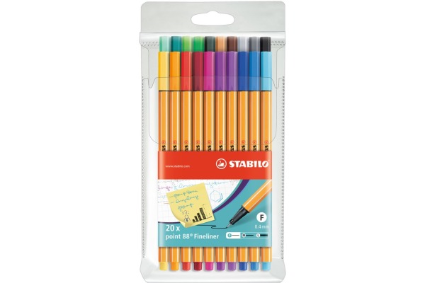 STABILO Fineliner Point 88 0.4mm 88/20 20 Farben ass.