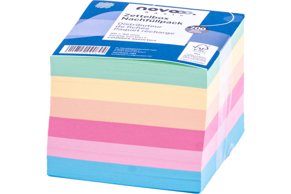 NOVOOO Zettelbox Papier 90x90mm 731145 farbig ass. 80g 700 Blatt