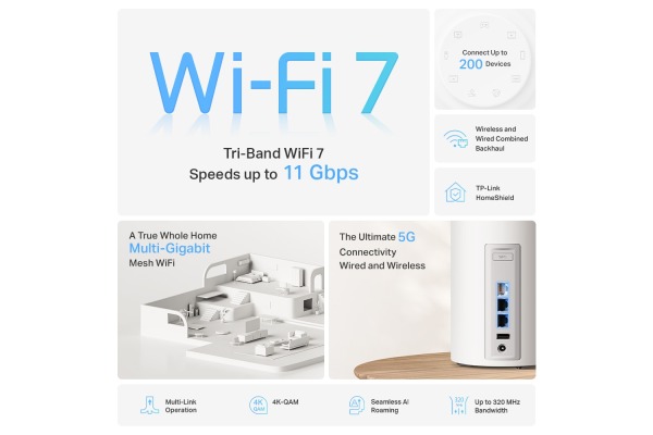 TP-LINK WHMesh Wi-Fi 7 Unit DECOBE65P BE9300