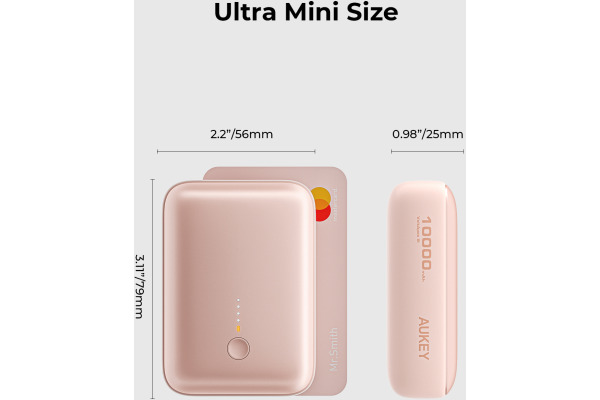 AUKEY Spark Mini 10000, 20W, PD,QC PB-Y55 PI Powerbank,Pink,USB-C,USB-A