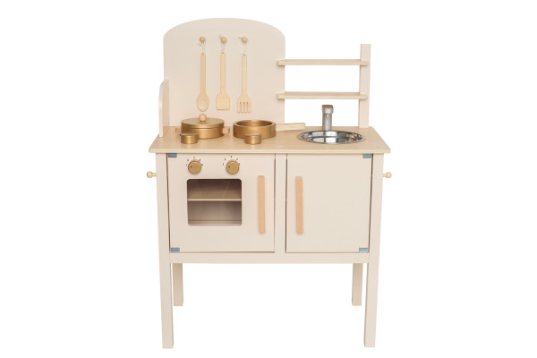 JABADABAD Küche mit Topf und Pfanne W7251 beige 56x32x78cm