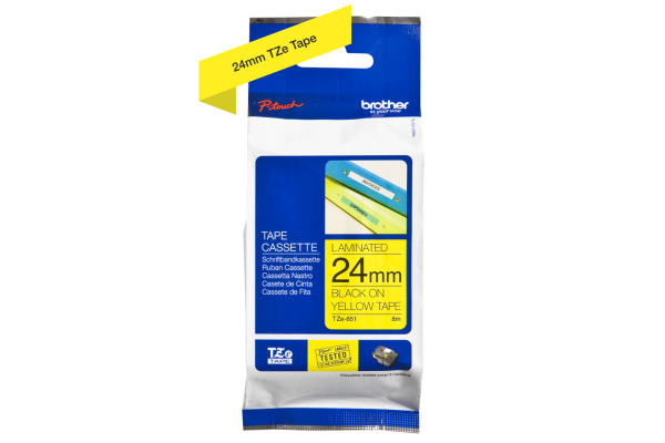 PTOUCH Band, laminiert schwarz/gelb TZe-651 PT-2450DX 24 mm
