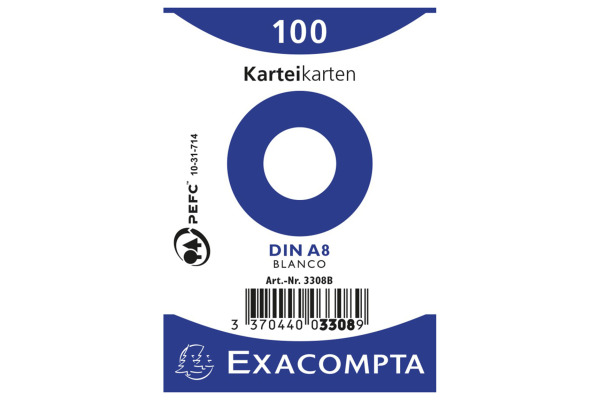 EXACOMPTA Karteikarten A8 blanko 3308B weiss 100 Stück
