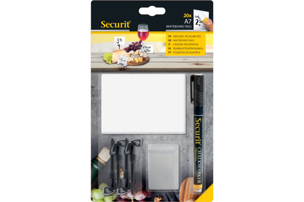 SECURIT Tisch-Kreidetafel TAG TAG-A7-BL weiss 10.5x7.4x0.1cm