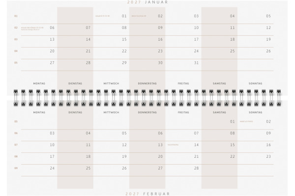 RIDOIDE Pultkalender Design Line 2027 703631101 1W/2S Moon DE 29.7x10.5cm