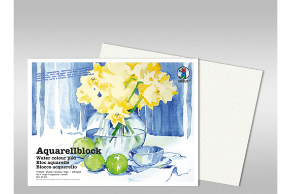 URSUS Aquarellpapier 30x40cm 9330000 200g, weiss 10 Blatt