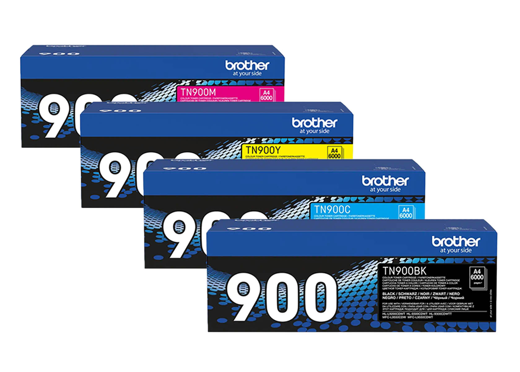Original Brother Toner SET TN900/TN-900 Multipack / Set mit allen vier Farben