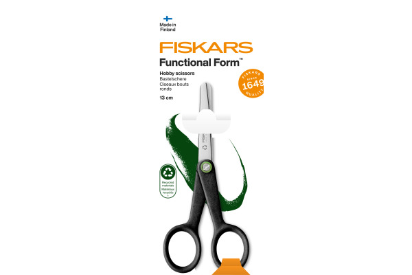 FISKARS Hobbyschere Recycling 13cm 1074542 schwarz, Rechts- + Linkshänder