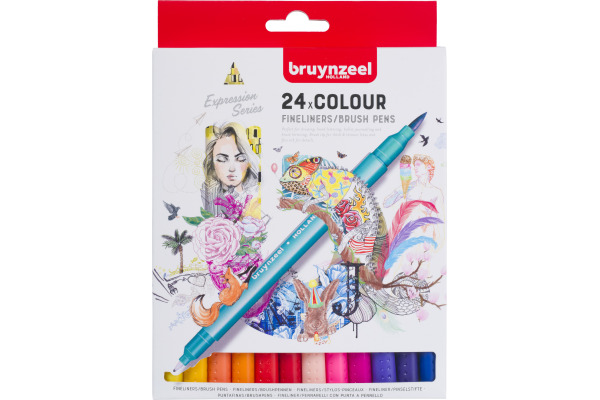 BRUYNZEEL Fineliner/Brushpen Set 60325024 assortiert 24 Stück