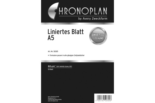 CHRONOPLA Blatt liniert 50305Z.27 50 Blatt A5