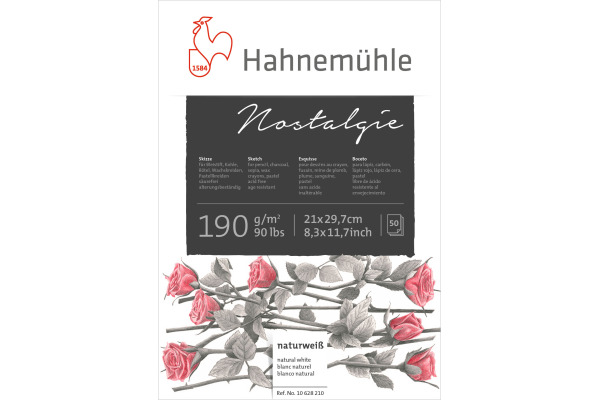 HAHNEMÜHL Skizzenblock Nostalgie A4 10628210 weiss, 190g 50 Blatt