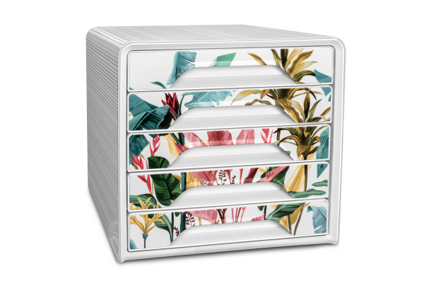CEP Schubladenbox Smoove Tropical 7-111 weiss/tropisch 5 Schubl.