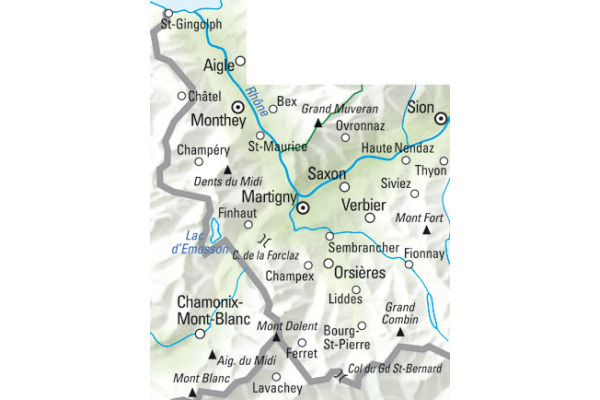 KÜMMERLY Wanderkarte 1:60'000 325902222 Gr. St. Bernhard/Diablerets