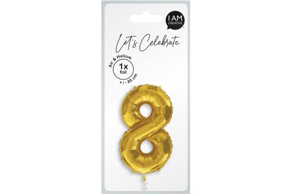I AM CREA Folienballon Zahl 8 85cm 1000-1053 gold