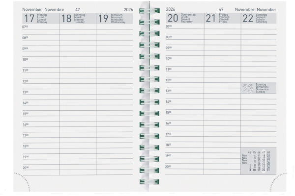 BIELLA Taschenagenda Rex Wire-O 2027 825778000 1W/2S Ersatz ML 10.1x14.2cm