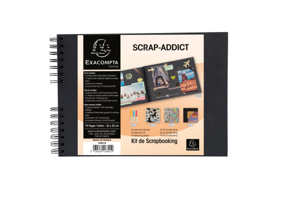 EXACOMPTA Kit Scrapbooking 32x22cm 16801E schwarz 70 Seiten