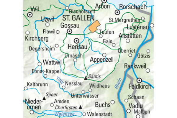KÜMMERLY Wanderkarte 1:60'000 325902207 St. Gallen-Appenzellerland