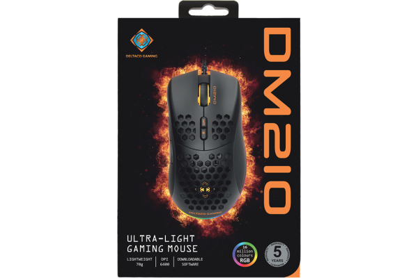 DELTACO Lightweight Gaming Mouse,RGB GAM108 black, DM210