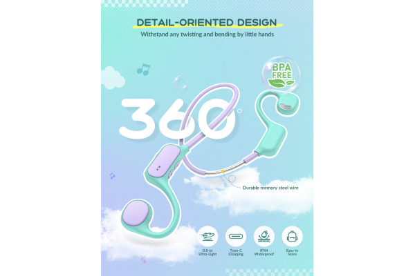 ICLEVER Kids Air Conduction Headphones C01-2589N OWS01, BT, purple/green