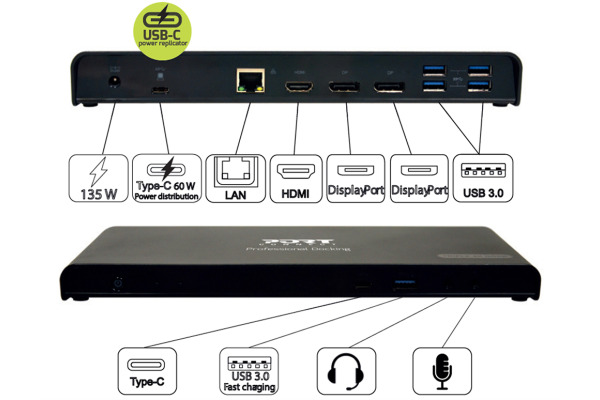 PORT DOCKING TYPE C OFFICE 901904-CH 3 X 4K-CH, USB-C/USB 3.0