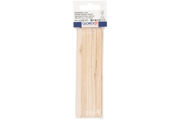 GLOREX Bastelhölzer 18x150mm 62200901 natur 20 Stück