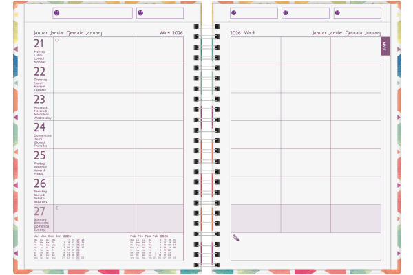 BIELLA Family Organizer Wire-O 2026 809535000 1W/2S farbig ML 14.5x20.5cm