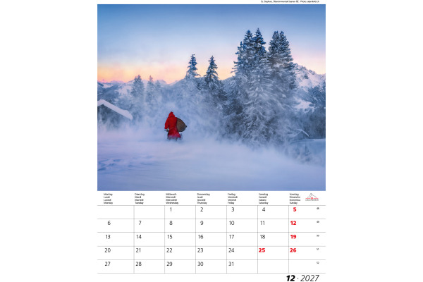 CALENDARI Bildkalender 2027 36206134 Berge + Täler ML 31x40cm